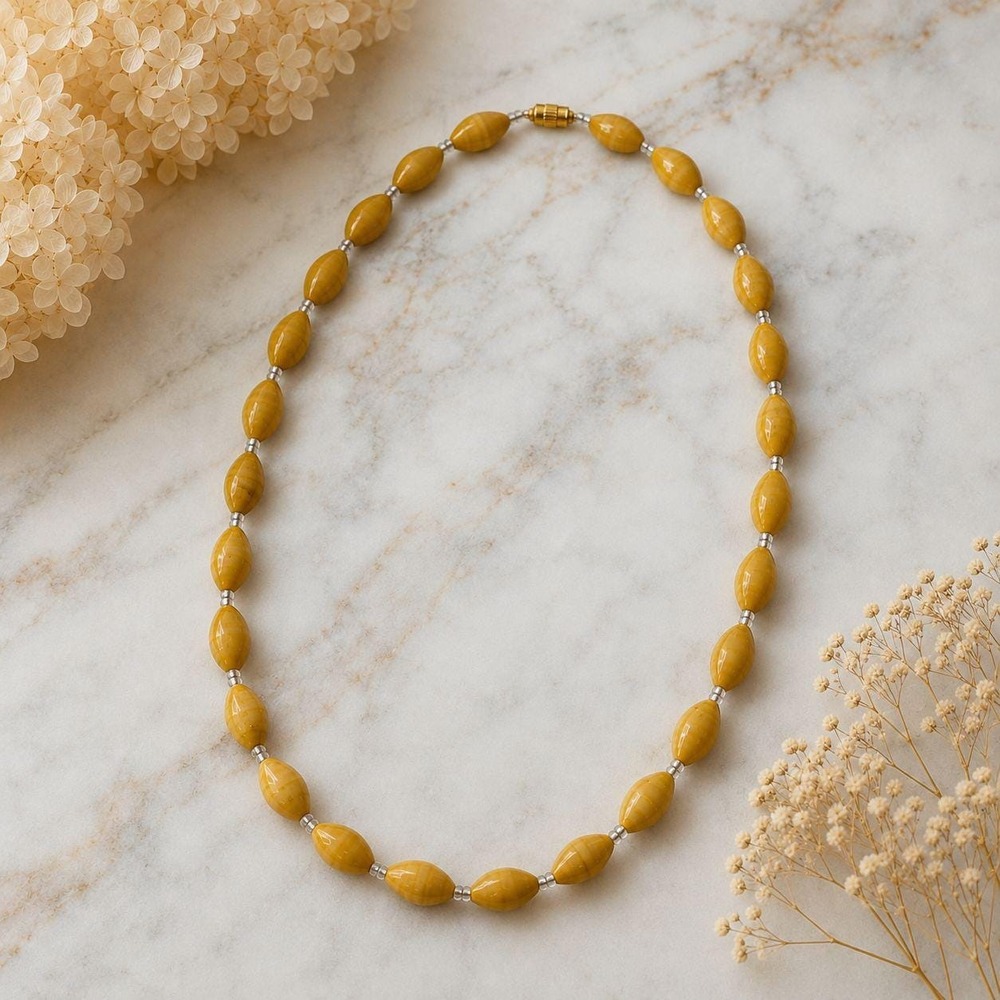 Vintage 1960s Honey Butterscotch Glass Bead Necklace Made in India New Old Stock